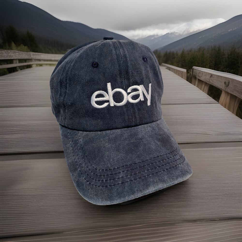 eBay Baseball Embroidered Logo Adjustable Blue Denim Reseller One Size